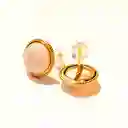 Aretes De Cuarzo Rosado Natural – Plata S925 Con Baño En Oro De 18k