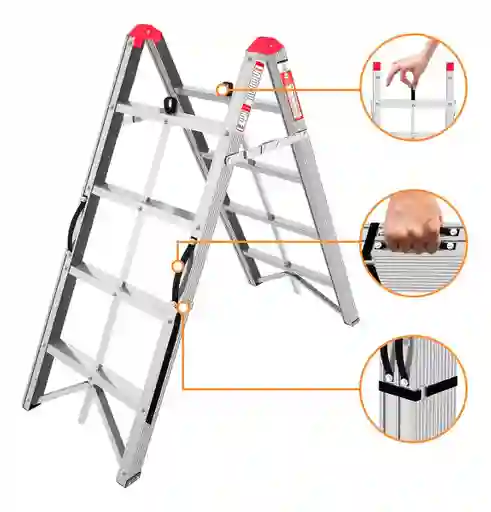 Escalera Plegable Multiproposito 4 Pasos En Aluminio 1.50 Metros