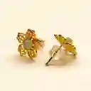 Aretes Flor Tejida Con Ópalo Verde – Plata S925 Con Baño En Oro De 18k