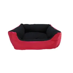 Cama Grande Para Mascota Con Cojín Lavable Impermeable Rojo