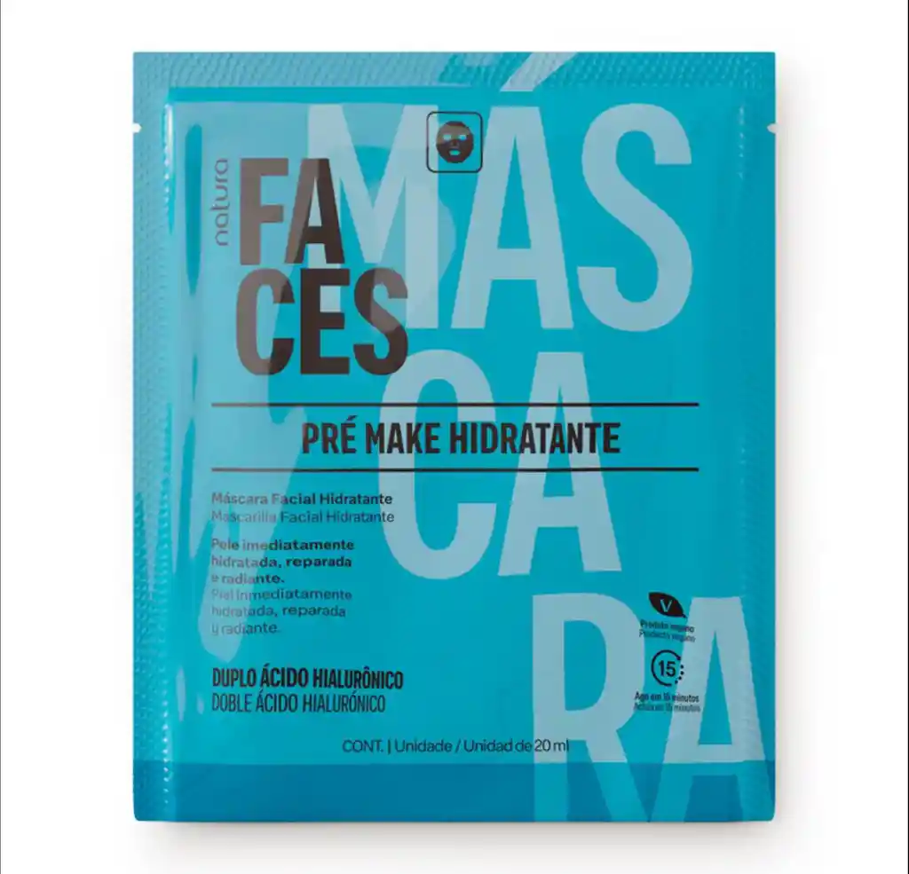 Máscara Facial Hidratante Doble Ácido Hialurónico Faces