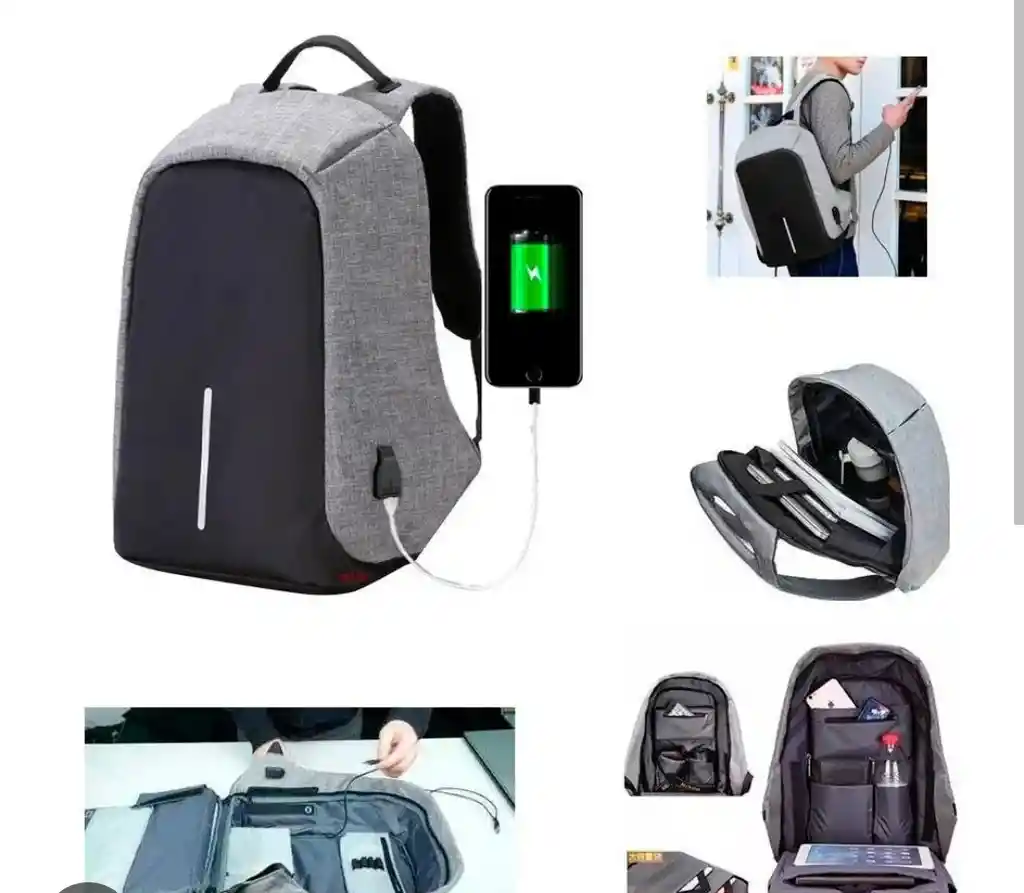 Morral Almacenamiento Bolso Morral Antirrobo Gris