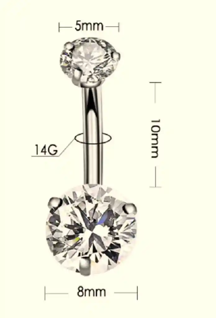 Piercing Ombligo Zircón Corazón Tornasol Rosca Interna