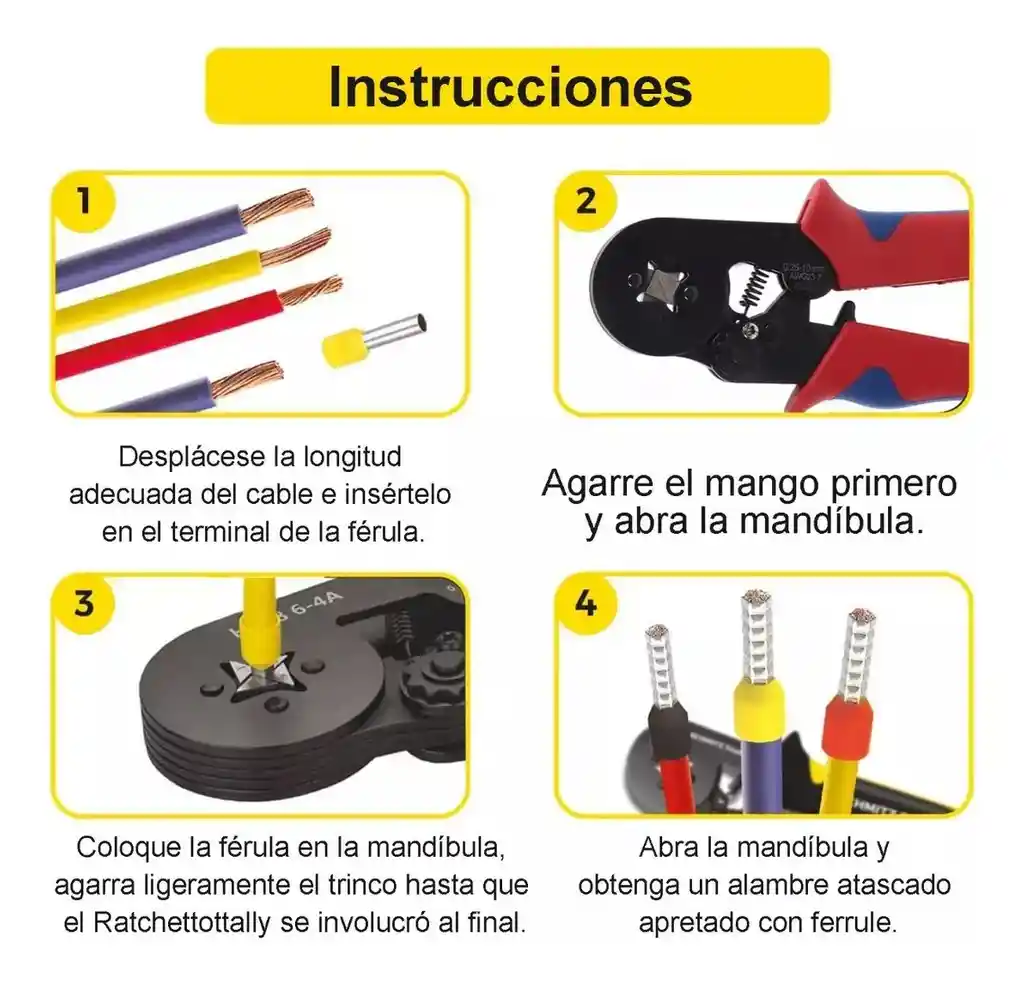Alicate De Prensado Terminal Alta Resistencia 1200 Piezas