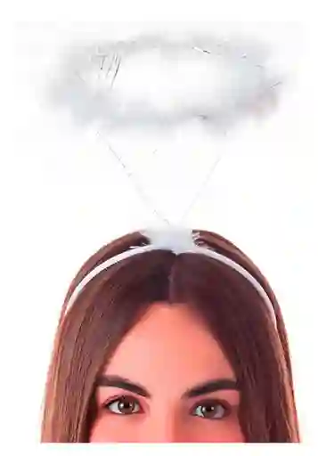 Diadema De Ángel Aureola Accesorio Halloween Blanco Balaca Plumas Para Fiesta