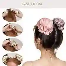 Ondas Sin Calor En Satín – X 4 Piezas, 2 Mini Gorros Doble Faz Y 2 Tubos Pequeños En Satin - Rizos Definidos Y Sin Maltratar El Cabello