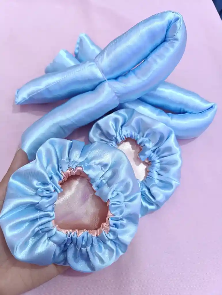 Ondas Sin Calor En Satín – X 4 Piezas, 2 Mini Gorros Doble Faz Y 2 Tubos Pequeños En Satin - Rizos Definidos Y Sin Maltratar El Cabello