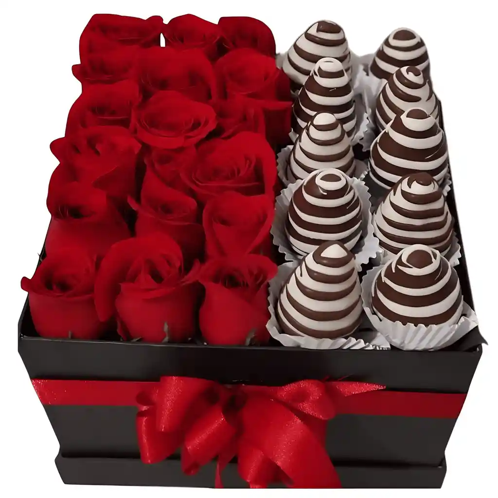 Caja Tapizada De Rosas Y Fresas - Bogotá