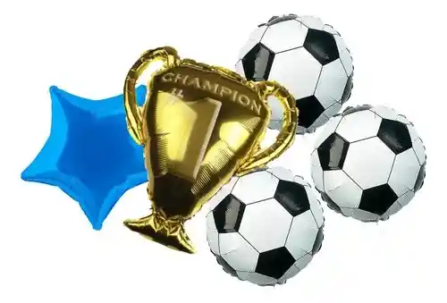 Set De Globos X5 Con Trofeo Y Balones