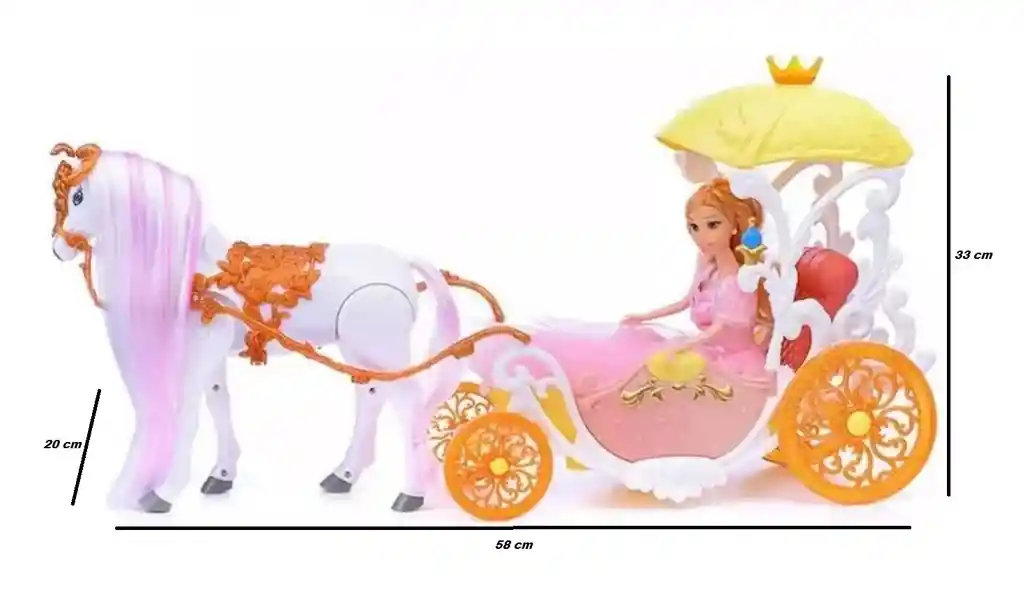 Muñeca Princesa Con Caballo Y Carruaje Musical Mágico