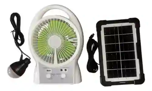 Ventilador Panel Solar Recargable Gd Times Un Bombillo