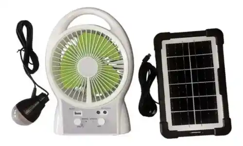 Ventilador Panel Solar Recargable Gd Times Un Bombillo