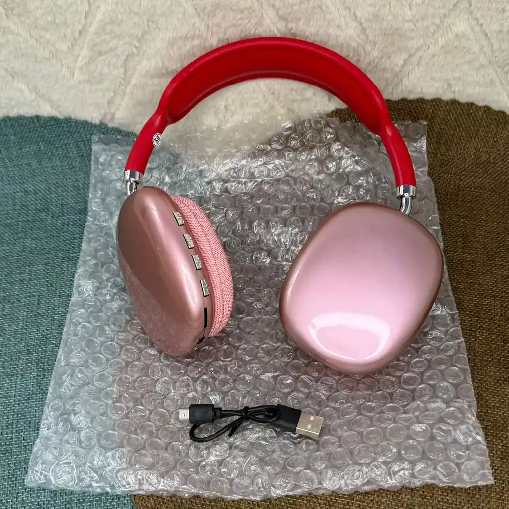 Diademas P9 Roja / Conexion Bluetooth / Auxiliar / Micro Sd / Radio / Audifonos