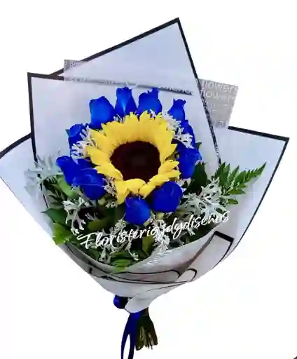 Rosas Azules Y Girasoles