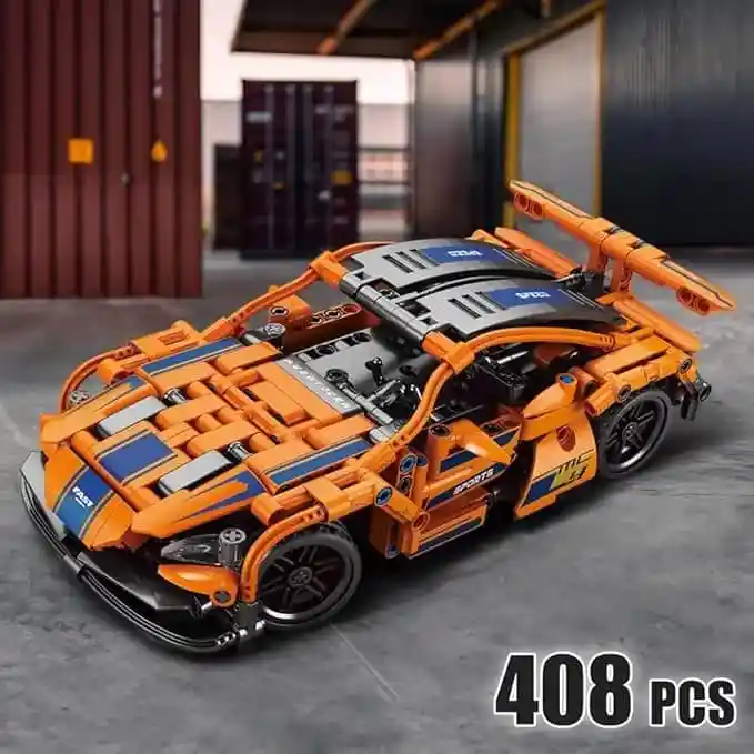 Automóvil Deportivo Armable Bloques A Control Remoto 408 Pcs Color Naranja