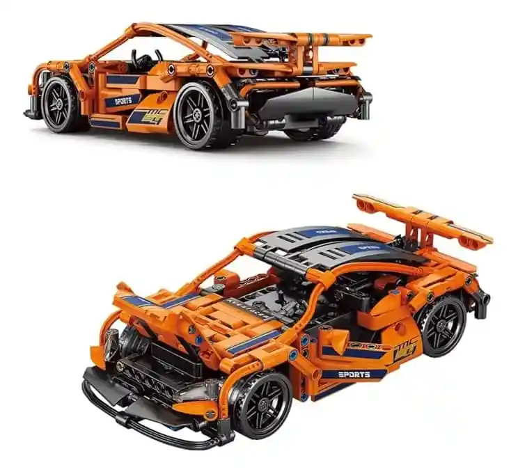 Automóvil Deportivo Armable Bloques A Control Remoto 408 Pcs Color Naranja
