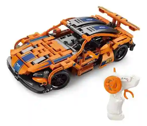 Automóvil Deportivo Armable Bloques A Control Remoto 408 Pcs Color Naranja