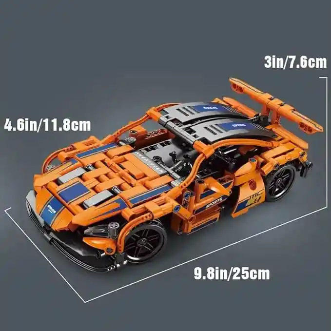 Automóvil Deportivo Armable Bloques A Control Remoto 408 Pcs Color Naranja