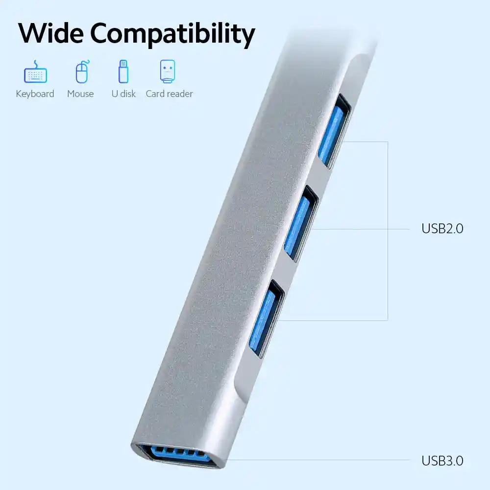 Adaptador Tipo C De Hub A Usb 4 En 1 Con Puertos