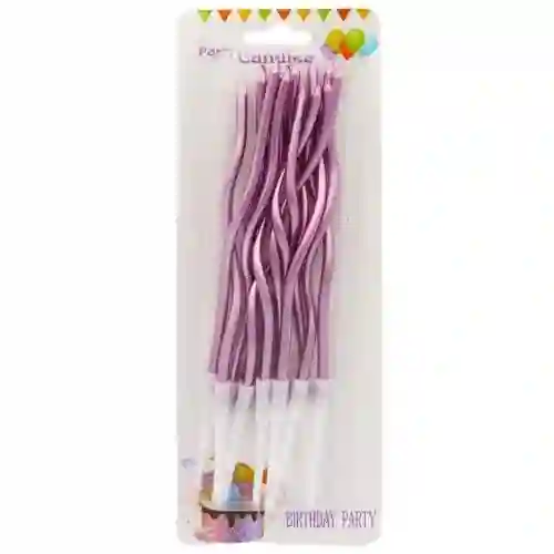 Vela Espiral X12 Metalizada Rosado
