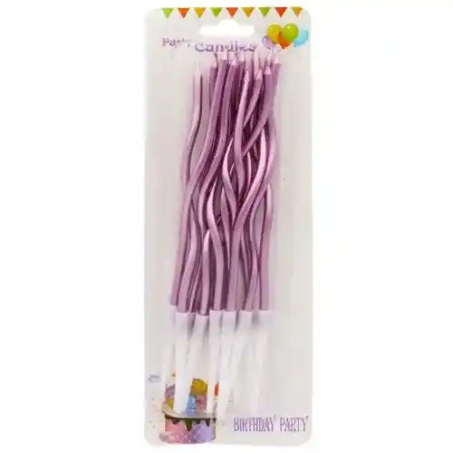 Vela Espiral X12 Metalizada Rosado