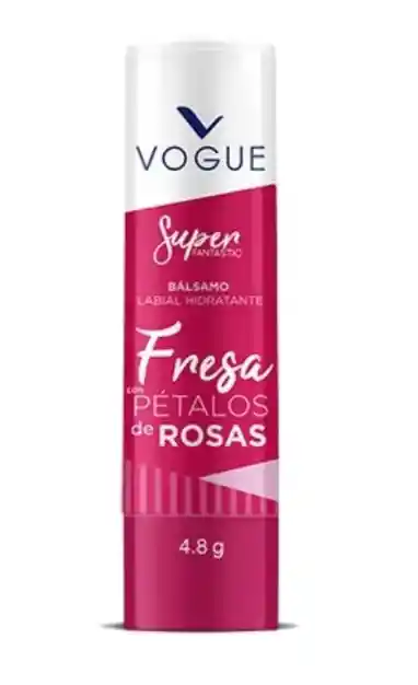 Balsamo Labial Hidratante Vogue Fresa Con Petalos De Rosas