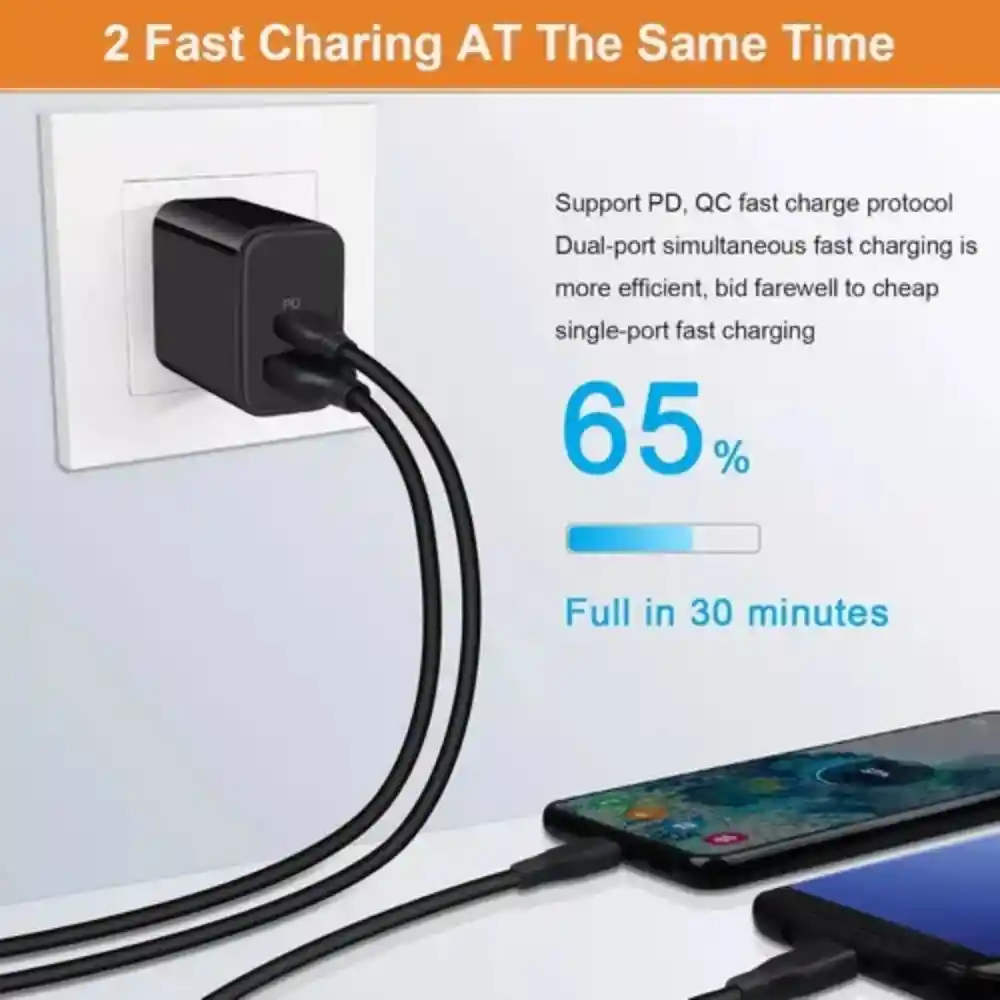Cargador Usb A - Tipo C 38w Carga Super Rapida Naisu Ns-w38