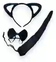 Juego De Disfraz De Gato Diadema De Cola Y Corbatín, Accesorio Para Fiesta Halloween