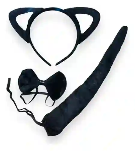 Juego De Disfraz De Gato Diadema De Cola Y Corbatín, Accesorio Para Fiesta Halloween