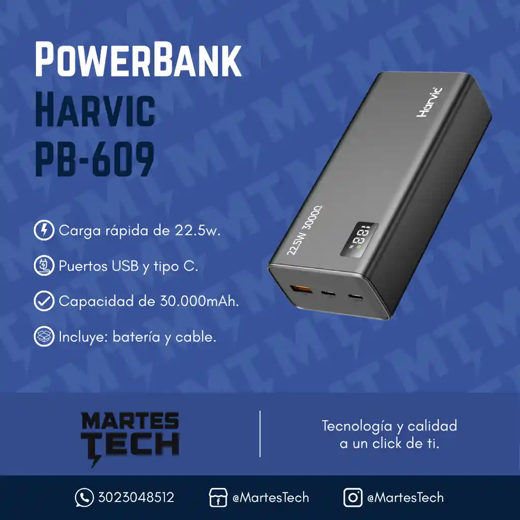 Powerbank Harvic 30.000mah