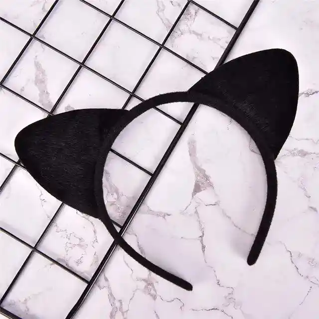 Diadema De Felpa Orejas Gato Negro, Balaca Orejas Gatito Cosplay Halloween