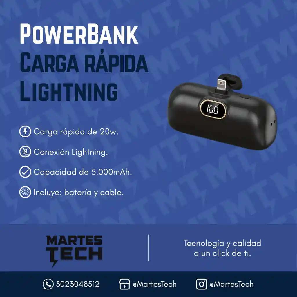 Powerbank Carga Rápida Lightning