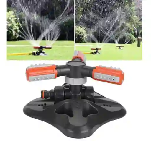 Aspersor Rociador De Riego 360 Rotacion Automatica De Jardin Gris Naranja