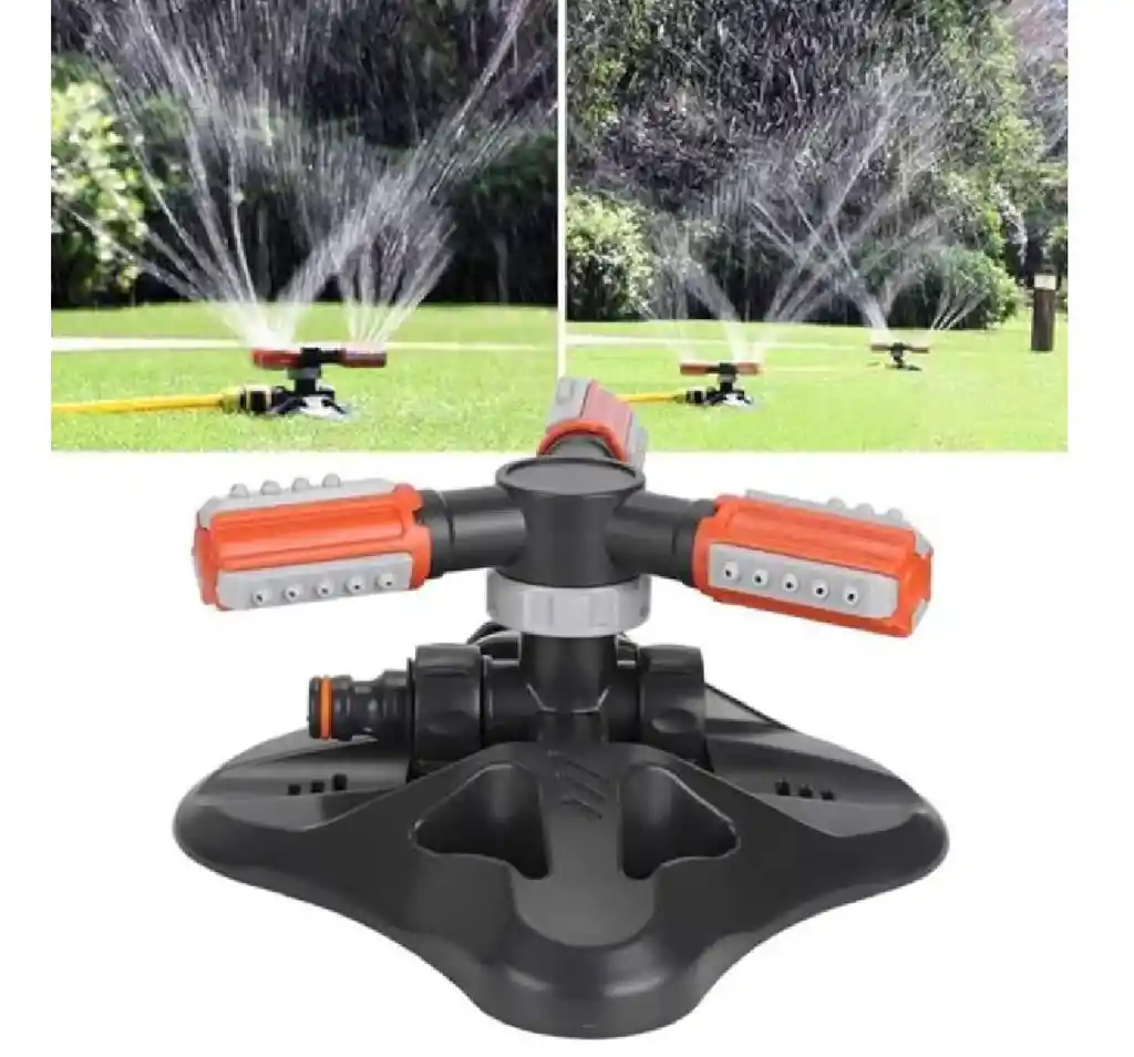 Aspersor Rociador De Riego 360 Rotacion Automatica De Jardin Gris Naranja