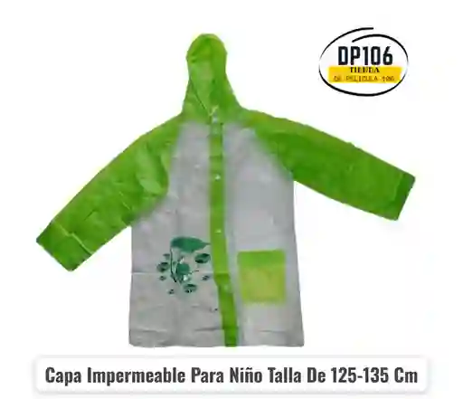 Capa Impermeable Para Niño Talla De 125-135 Cm