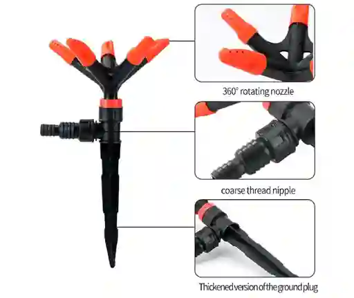 Rociador Giratorio Automatico De Tres Puntas Ajustable