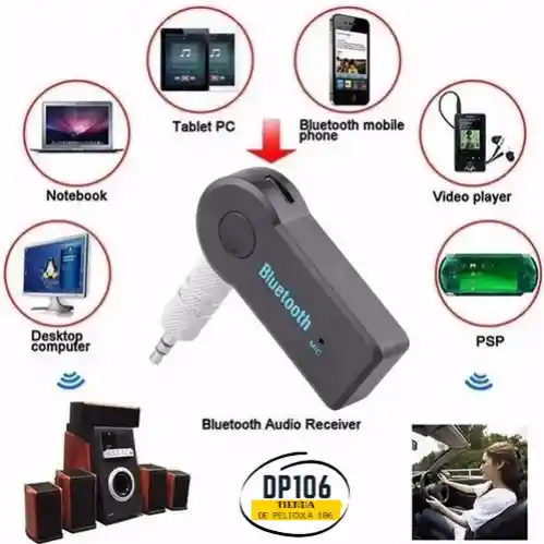 Adaptador Bluetooth Audio Auxiliar Bateria Recargable 3.5mm