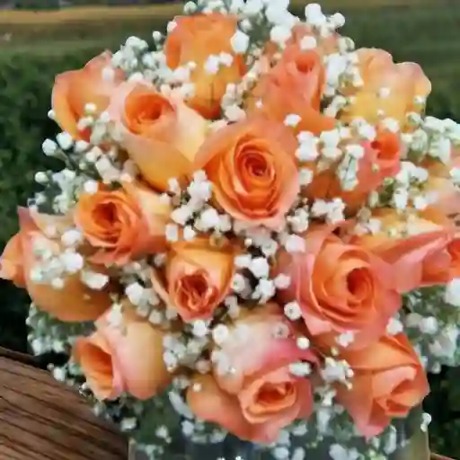Flores Ramo Bouquet De 12 Rosas Naranjas