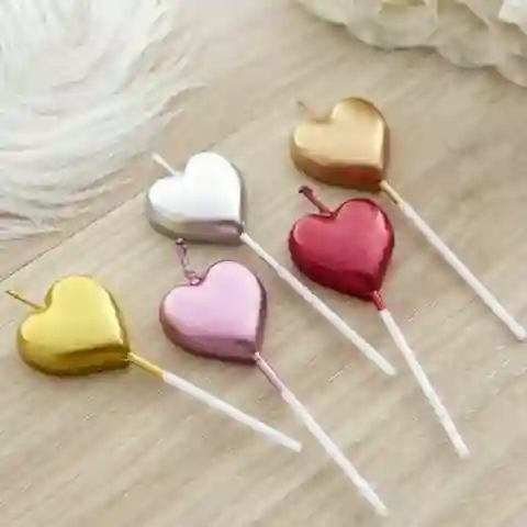 Vela Corazon X5 Metalizada Dorada