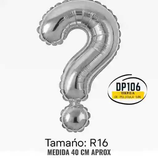 Globo Metalizado / Foil Signo De Interrogación Color Plateado R16 (40 Cm Aprox)