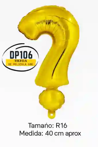 Globo Metalizado / Foil Signo De Interrogación Color Dorado R16 (aprox 40 Cm)