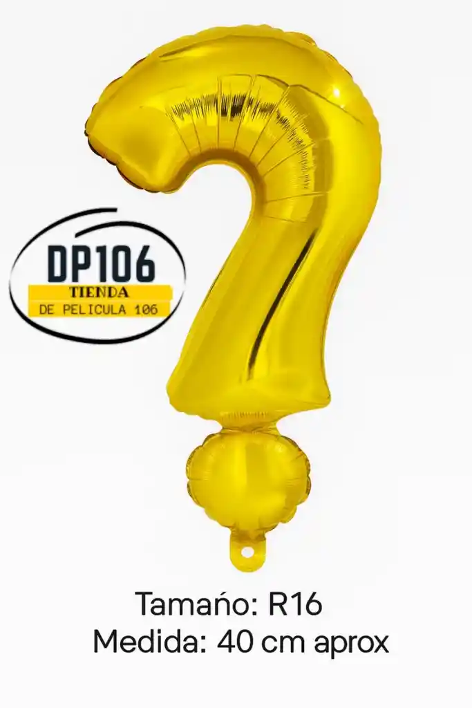 Globo Metalizado / Foil Signo De Interrogación Color Dorado R16 (aprox 40 Cm)