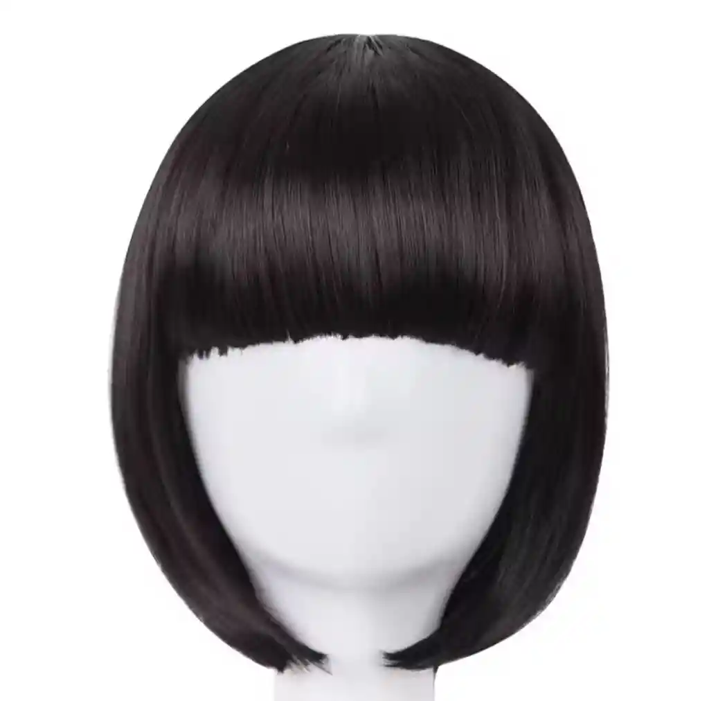 Peluca Corta Con Capul Negro Para Fiesta Cosplay