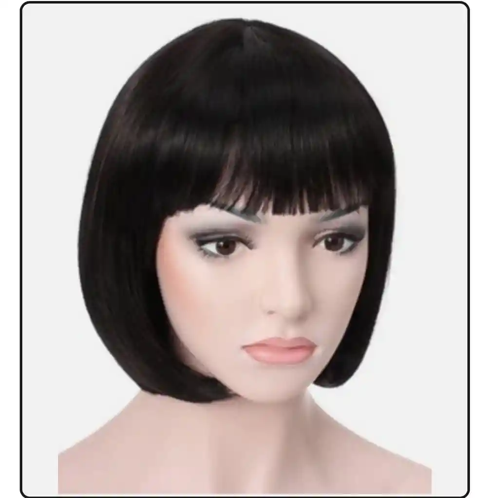 Peluca Corta Con Capul Negro Para Fiesta Cosplay