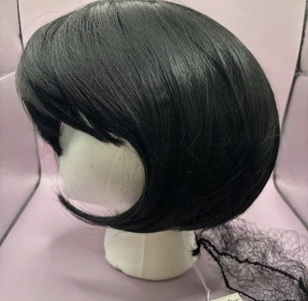 Peluca Corta Con Capul Negro Para Fiesta Cosplay