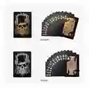 Cartas Poker Negras Calavera Dorada Mazo Ultra Fino Impermeable