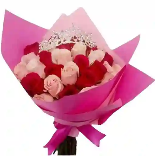 Bouquet De 30 Rosas Y Corona