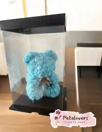 🤍 Oso De Rosas Eternas – Edición Azul Elegante 🐻🌹