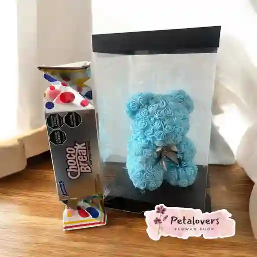 🤍 Oso De Rosas Eternas – Edición Azul Elegante 🐻🌹 Chocobreak