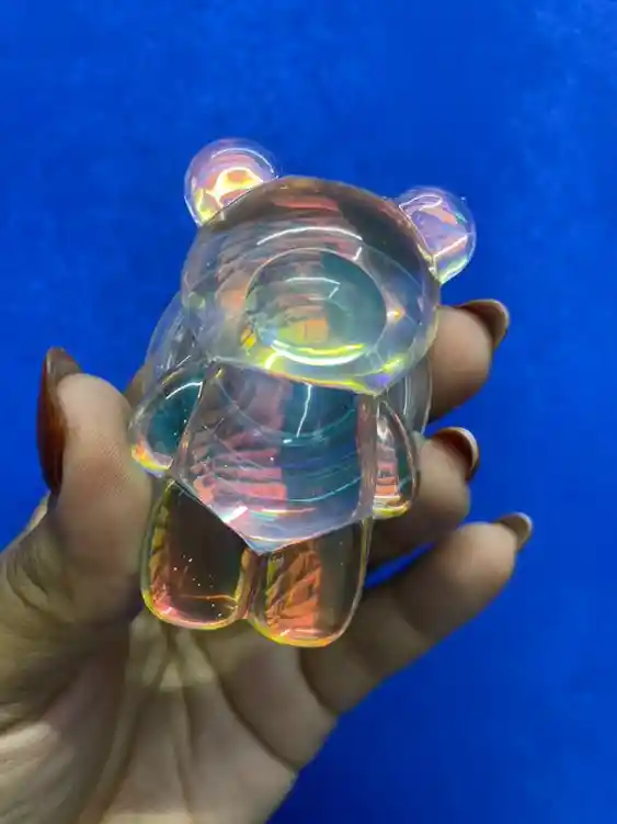 Soporte Pop Sockets Para Todo Tipo De Celular | Pegante | Trifuncional | Fashion Oso Transparente Tornasolado